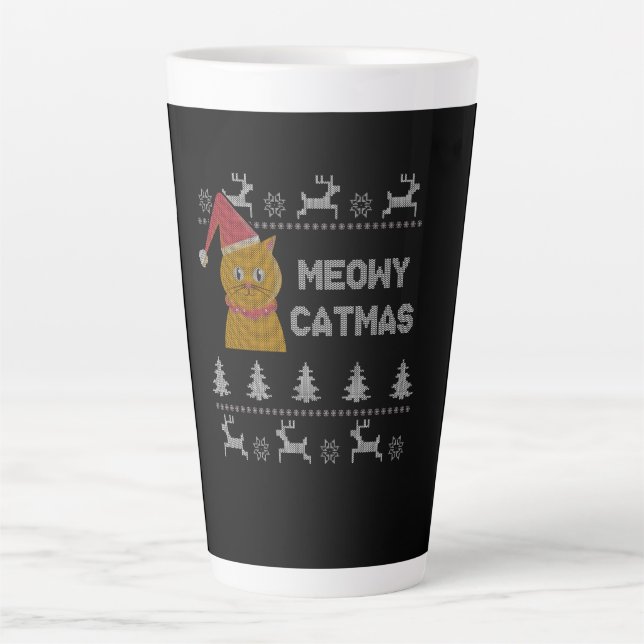Tasse Latte Chat de Noël (Devant)