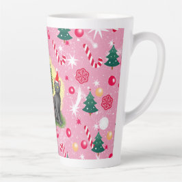 Tasse Latte Chat de Noël rose