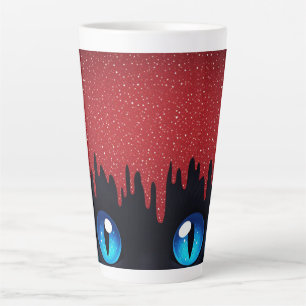 Tasse Latte Chat Fantastique Yeux Bleus Avec Gouttes