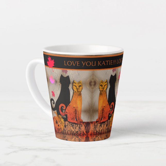 Tasse Latte Chat Halloween Kitty (Angle gauche)