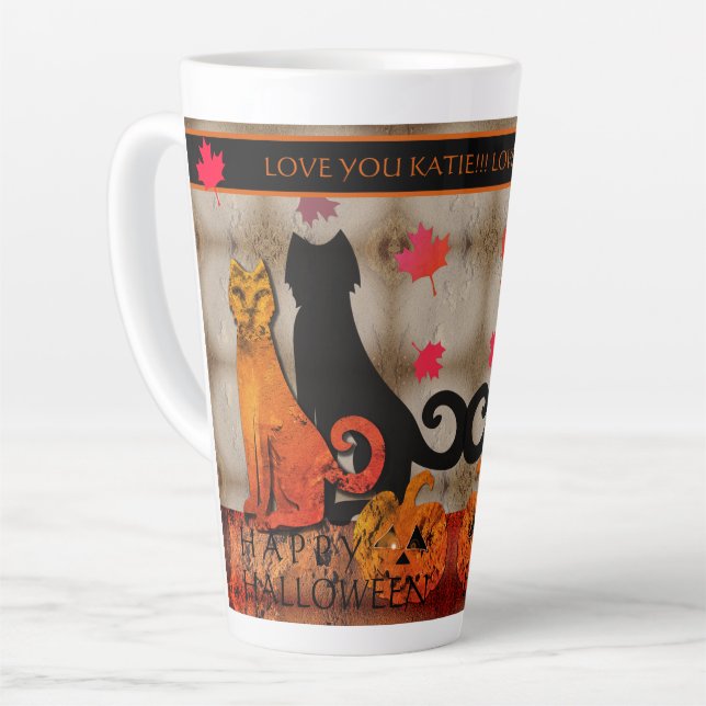 Tasse Latte Chat Halloween Kitty (Angle gauche)