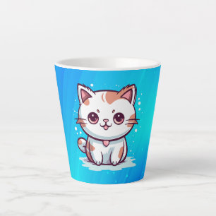 Tasse Latte Chat Mignon Clipart de Style Kawaii