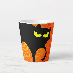 Tasse Latte Chat noir d'Halloween