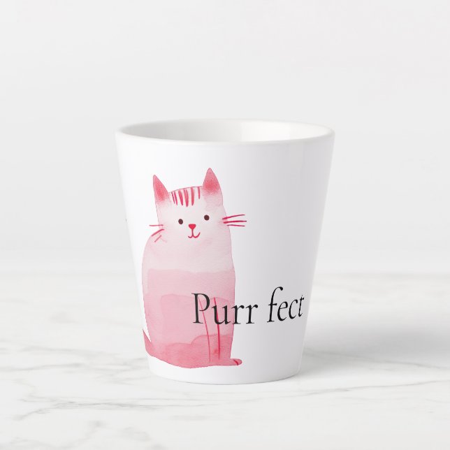 Tasse Latte Chat rose (Devant)
