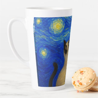 Tasse Latte Chat siamois nuit étoilée Lune