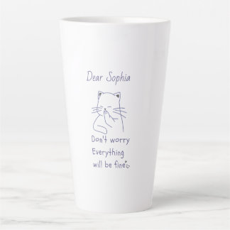 Tasse Latte Chat souriant avec message