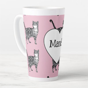 Tasse Latte Chat Tigre Fantaisiste Rose Clair Filles Chats
