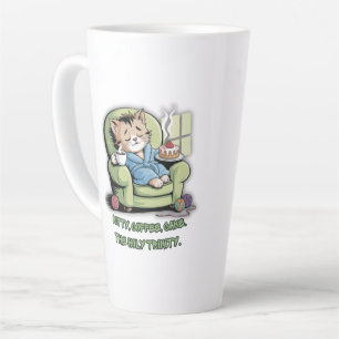 Tasse Latte Chaton Douillet avec Café et Gâteau – Chat Drôle