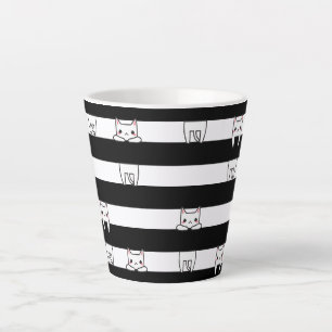Tasse Latte Chats Escalades mignons sur bandes noires