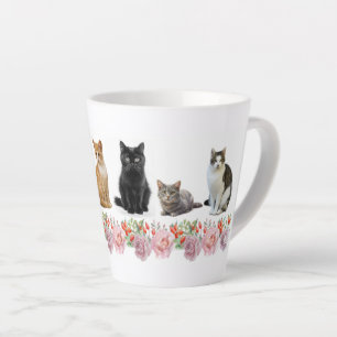 Tasse Latte Chats et Roses