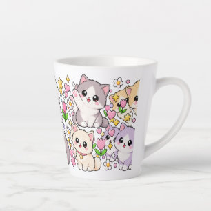 Tasse Latte Chats Mignons Kawaii – Couleurs Pastel, Ludiques &