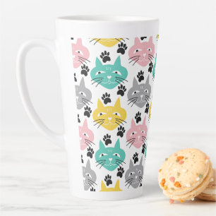 Tasse Latte Chats pastel