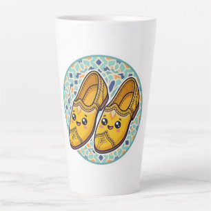 Tasse Latte Chaussures Belgha Jaunes Marocaines Kawaii Mignonn