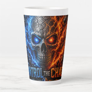 Tasse Latte Chemise 3D Crâne Feu vs Glace –
