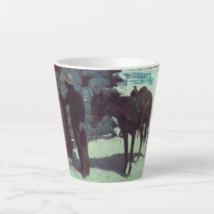 Tasse Latte Cheval et Cowboy neige hivernale