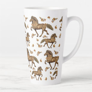 Tasse Latte Cheval islandais et fleurs des années 1930