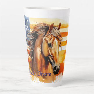 Tasse Latte Cheval patriotique américain Dream