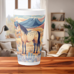 Tasse Latte Cheval Peau rose Bleu pourpre Filles Personnalisée