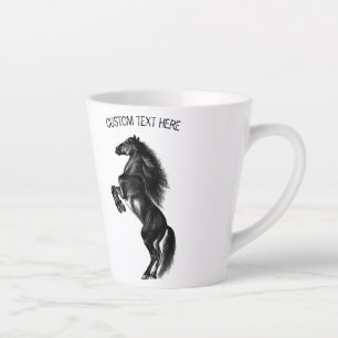 Tasse Latte Cheval sauvage noir droit - Dessin - Ajouter votre