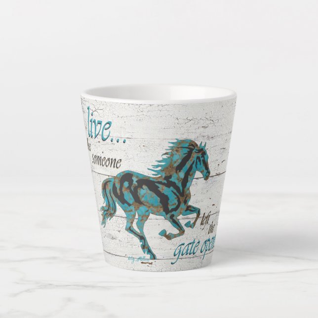 Tasse Latte Cheval Turquoise Galloping (Devant)