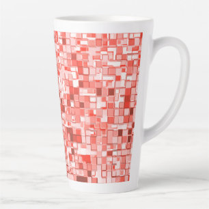 Tasse Latte Chevauchement de petits carrés, tons de corail ou
