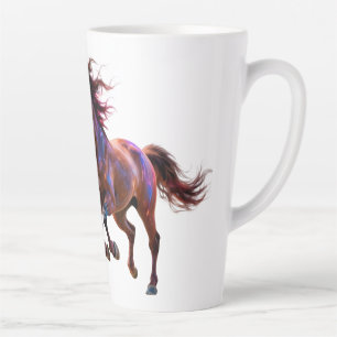 Tasse Latte Chevaux Mystiques Néon Galactiques en Course Paire