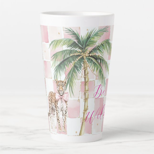 Tasse Latte Chic Carré Gold Palm Tree Leopard (Devant)