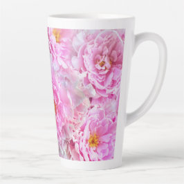 Tasse Latte Chic Chic Pink Pastel Peonies roses