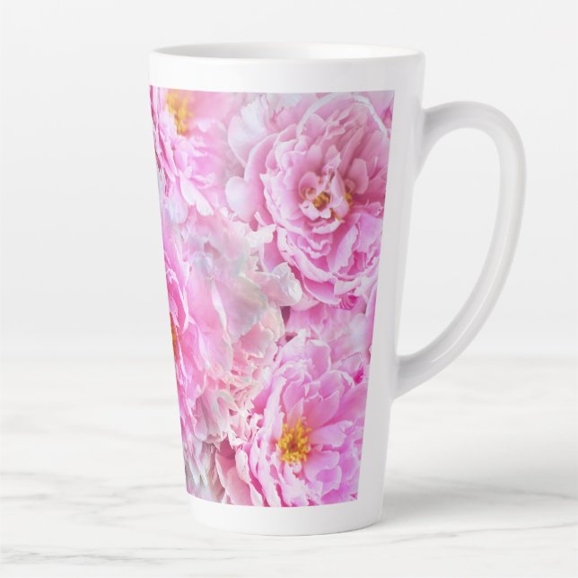 Tasse Latte Chic Chic Pink Pastel Peonies roses (Droite)