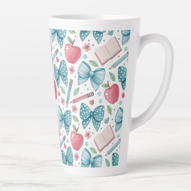 Tasse Latte Chic Girly Pattern Teacher (Droite)