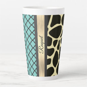 Tasse Latte Chic Qutrefoil Giraffe Imprimer Personnalisé