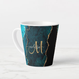 Tasse Latte Chic Turquoise Gold Parties scintillant Agate Pers