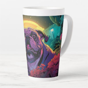 Tasse Latte Chien en-taureau en latte dans un jardin