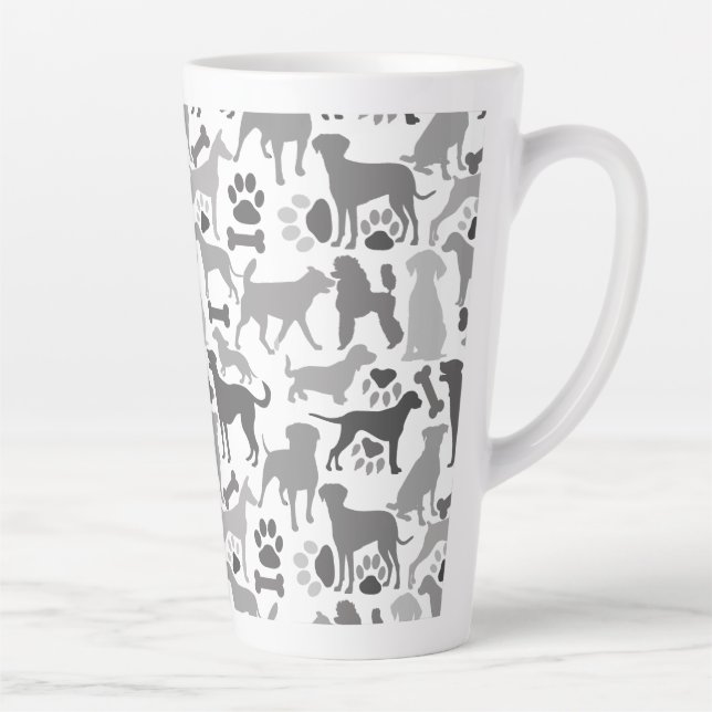 Tasse Latte Chiens et pattes motif 03.b Blancs BG (Droite)