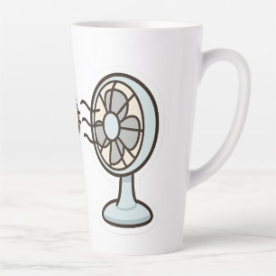 Tasse Latte Chill Cat by the Fan - Joli Sticker d'été"