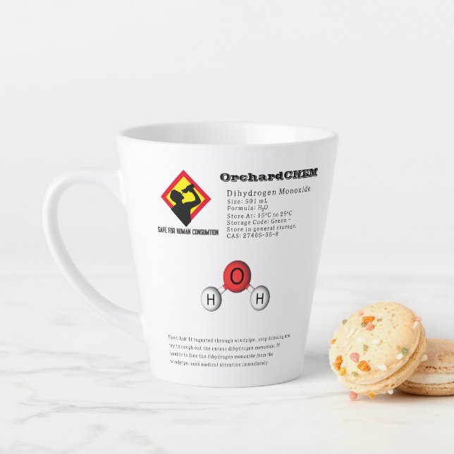 Tasse Latte Chimie amusante Dihydrogène Monoxyde (H2O) (En situation)