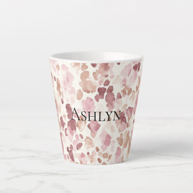 Tasse Latte Chocolat à la crème rose Brown animal léopard Abst (Devant)