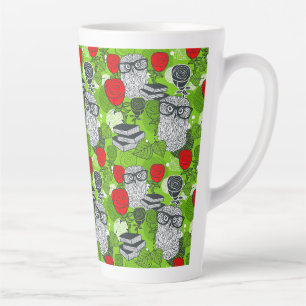 Tasse Latte Chouette en roses rouges