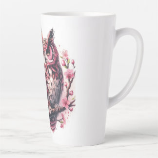 Tasse Latte Chouette rose