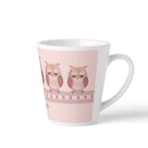 Chouettes roses mignonnes et nom personnalisé