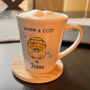 Tasse Latte Chrétien mignon "Chaleureux & Cosy en Jésus" avec