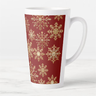 Tasse Latte Christams Or et Flocon de neige Rouge