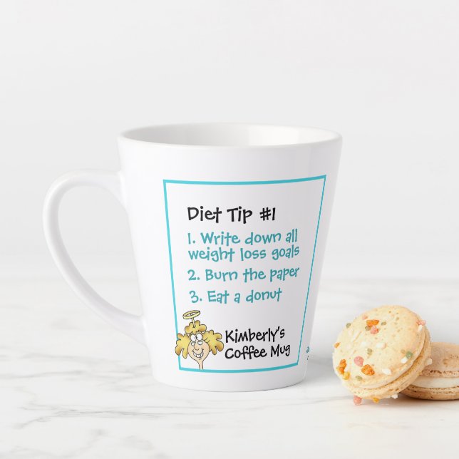Tasse Latte Christian Funny Cartoon Angel Diète Astuce #1 Buts (En situation)