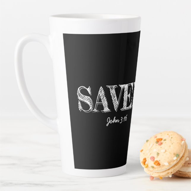 Tasse Latte Christian SAVED avec 3 Croix à ongles (En situation)