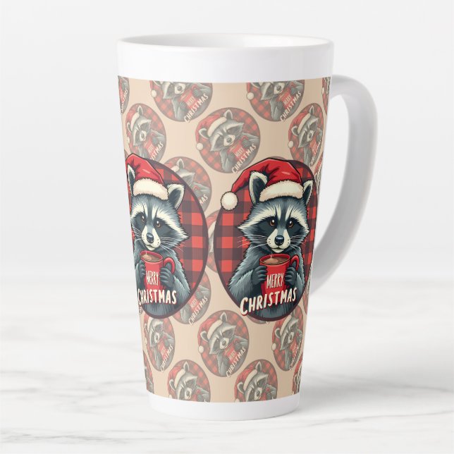 Tasse Latte Christmas Raccoon Cocoa Cheer (Angle droit)