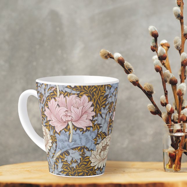 Tasse Latte Chrysanthemum rose Floral William Morris (Créateur téléchargé)