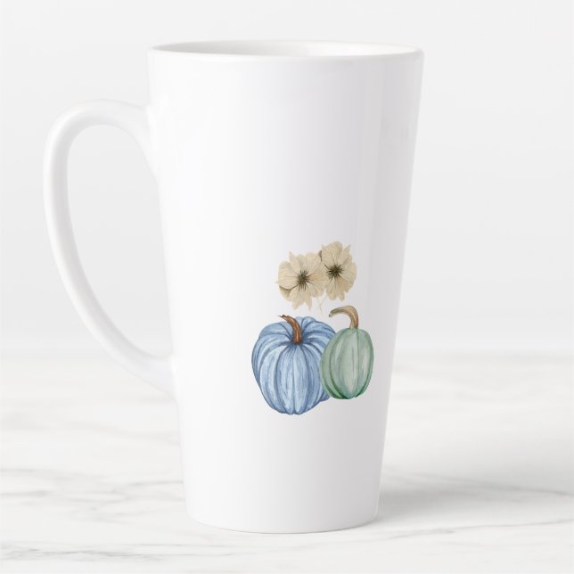Tasse Latte Chute citrouilles esthétiques et fleurs (Gauche)