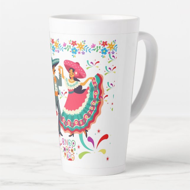 Tasse Latte Cinco colorwave blanc (Angle droit)