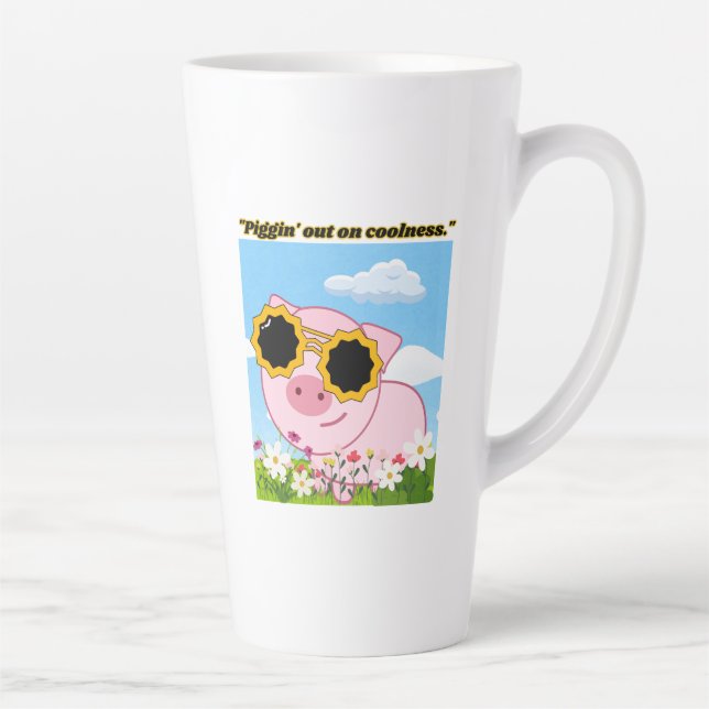 Tasse Latte citation cochon - piggy dehors sur la fraîcheur (Droite)