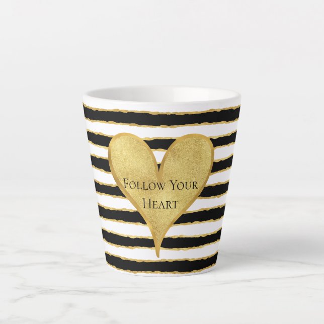 Tasse Latte Citation Coeur de Blancs Noir (Devant)